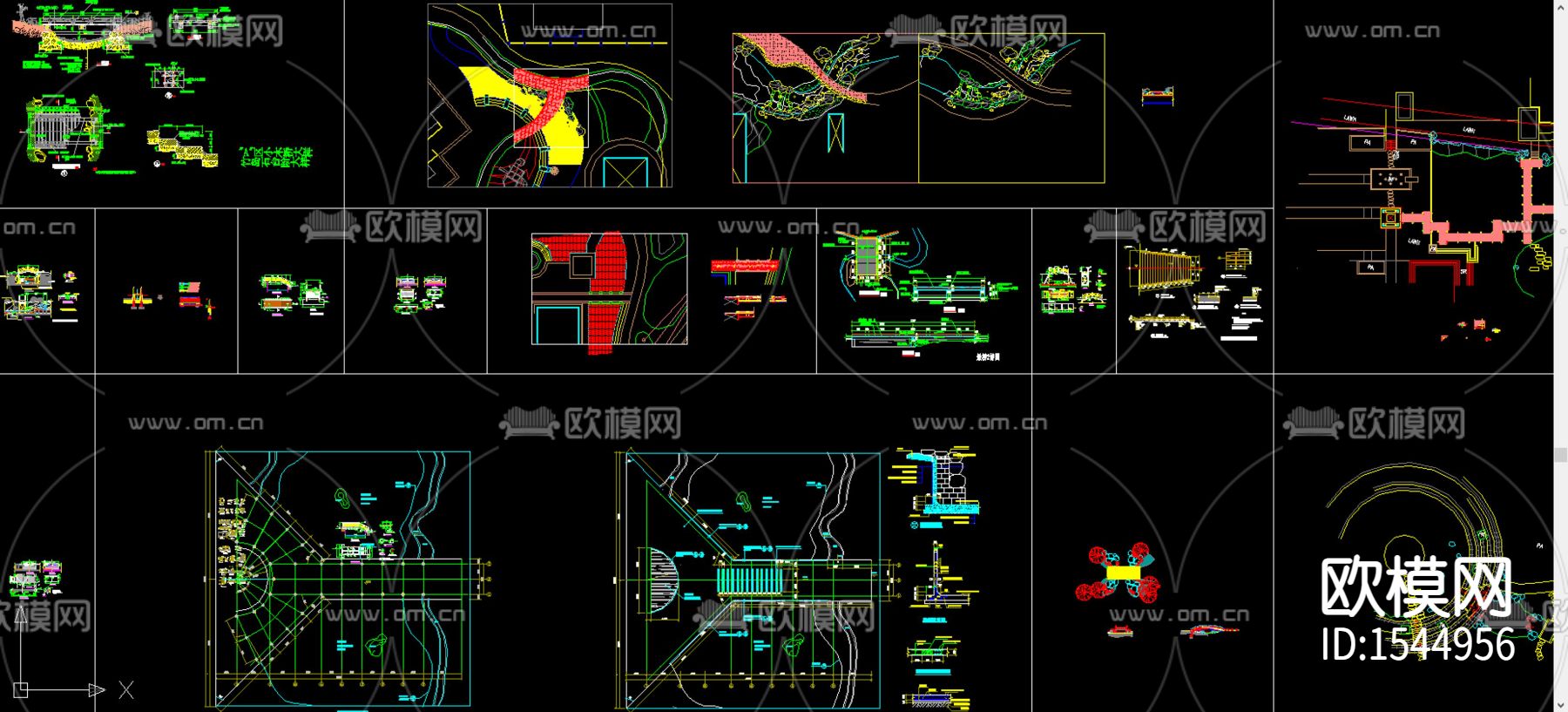 桥园汀步cad图库下载（渲染图3）