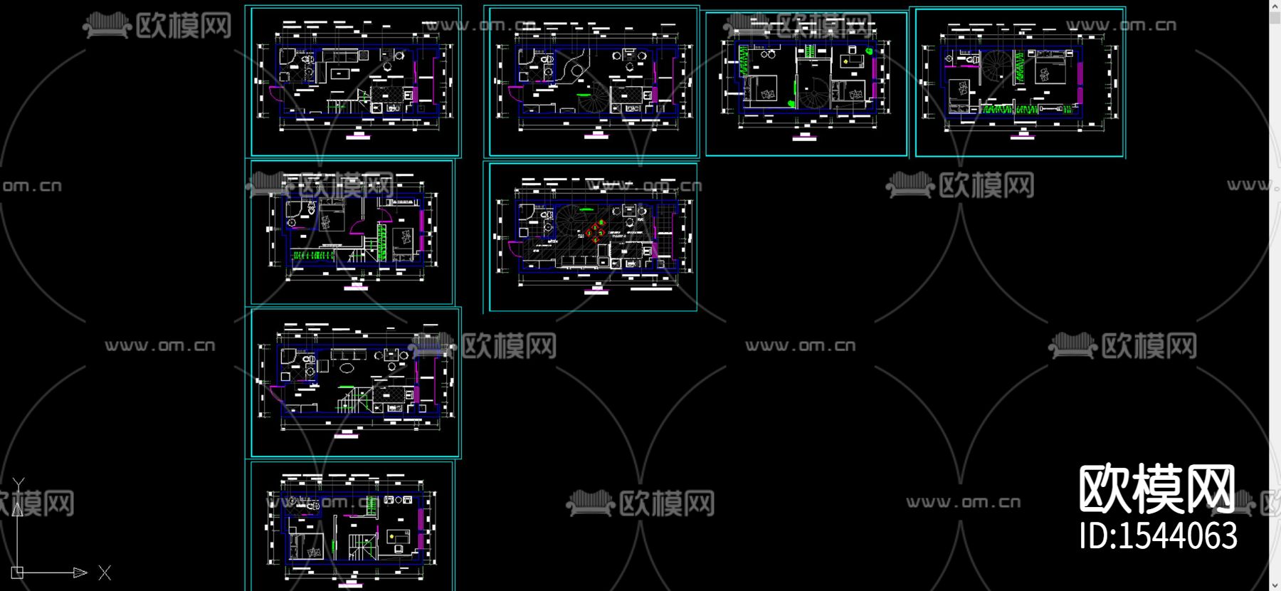 单身公寓cad施工图下载（渲染图2）