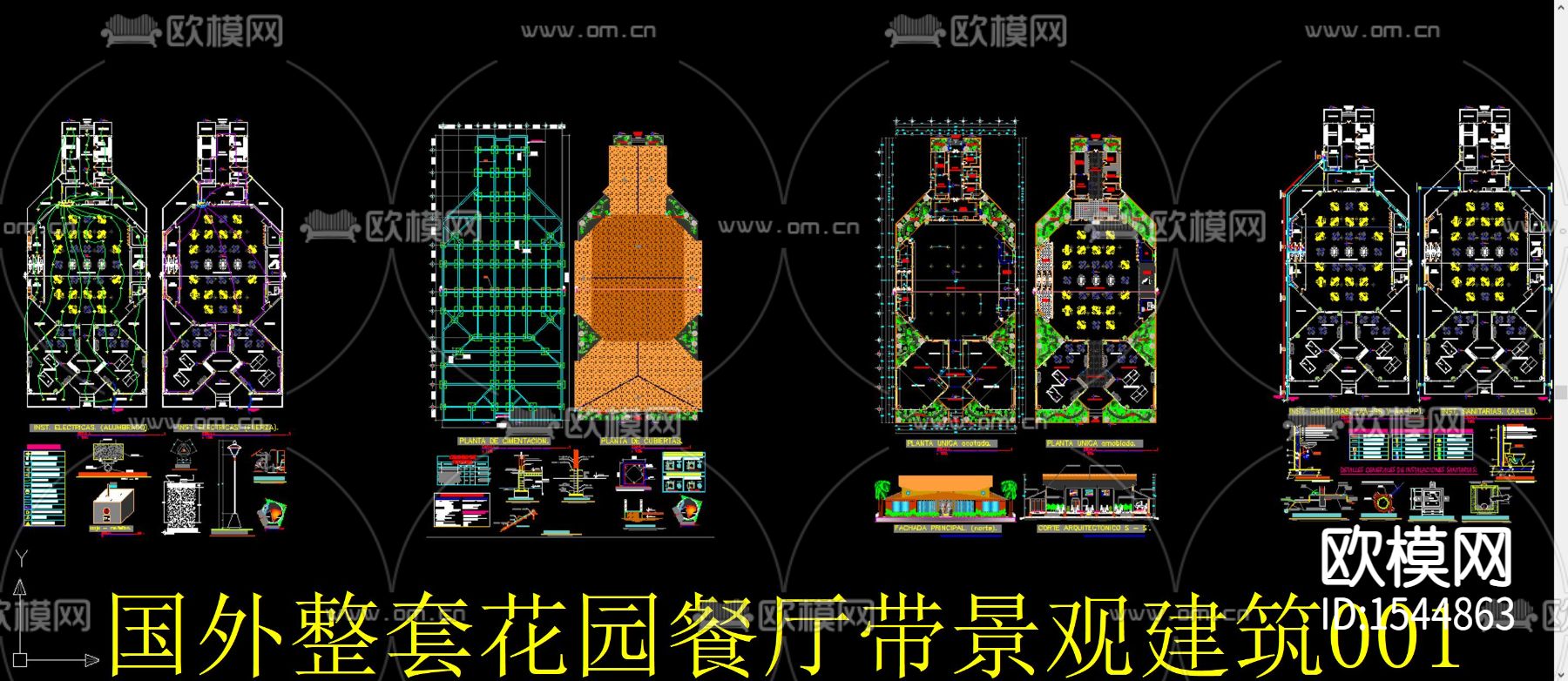 花园餐厅景观cad施工图下载（渲染图1）