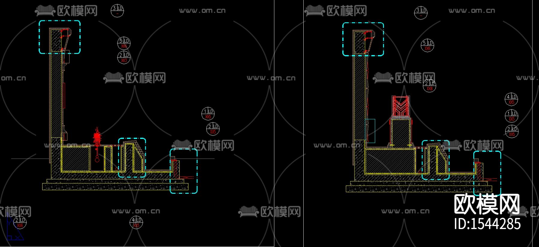 售楼处景墙cad节点下载（渲染图6）