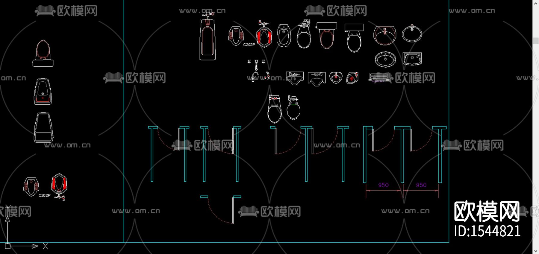 卫生间设备cad图库下载（渲染图5）