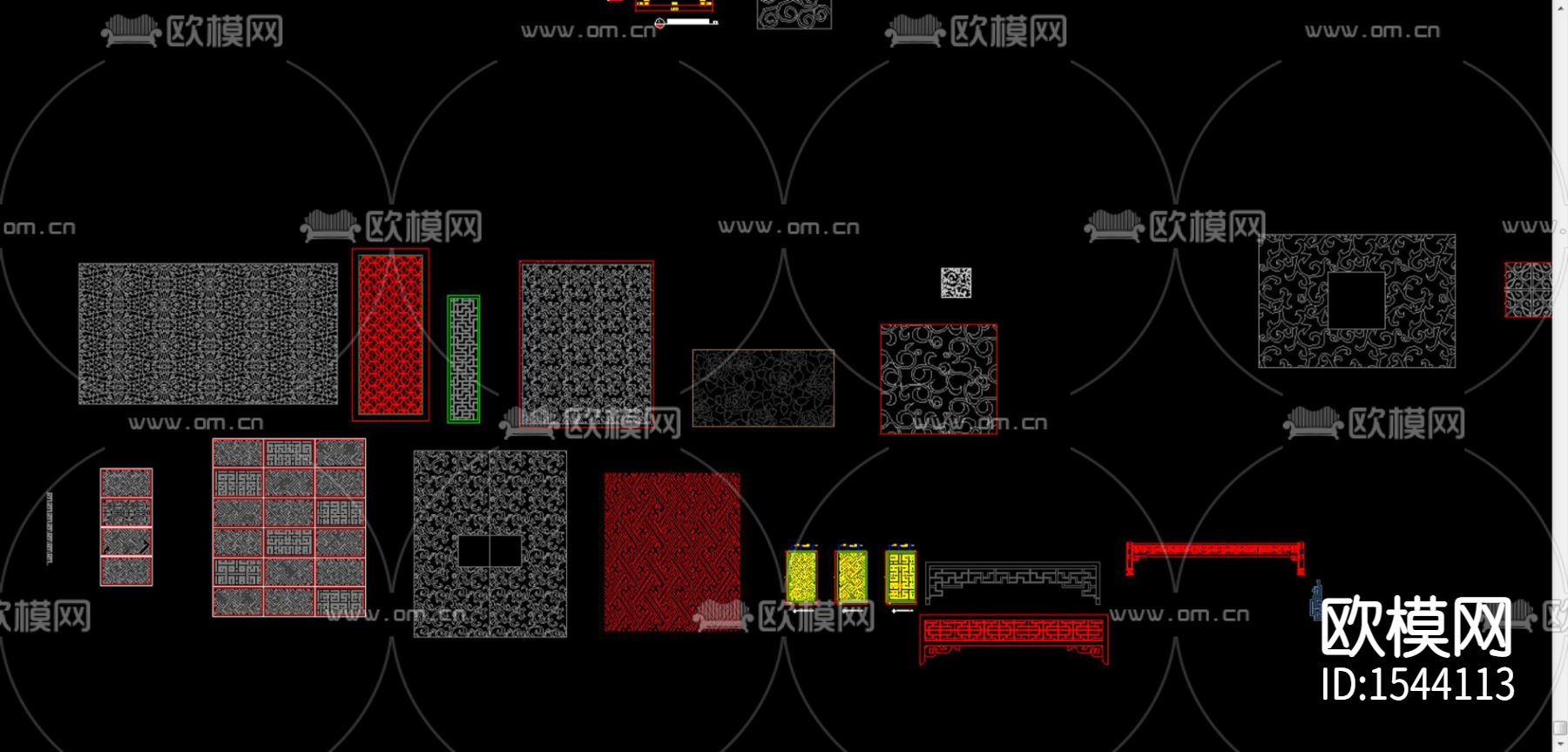 中式雕花屏风cad图库下载（渲染图7）