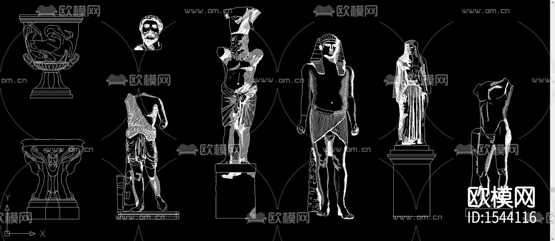 欧式雕塑图块下载（渲染图3）