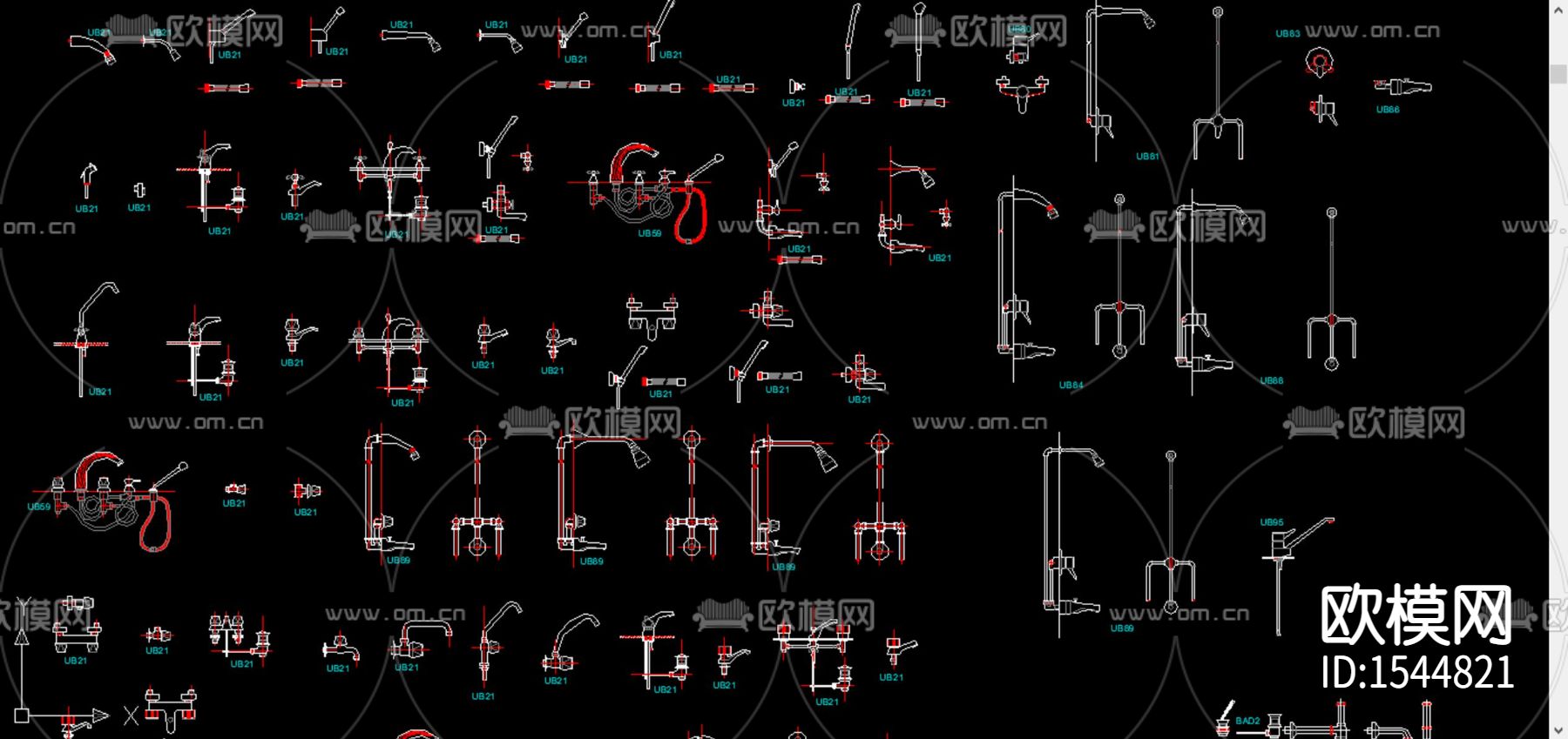 卫生间设备cad图库下载（渲染图7）