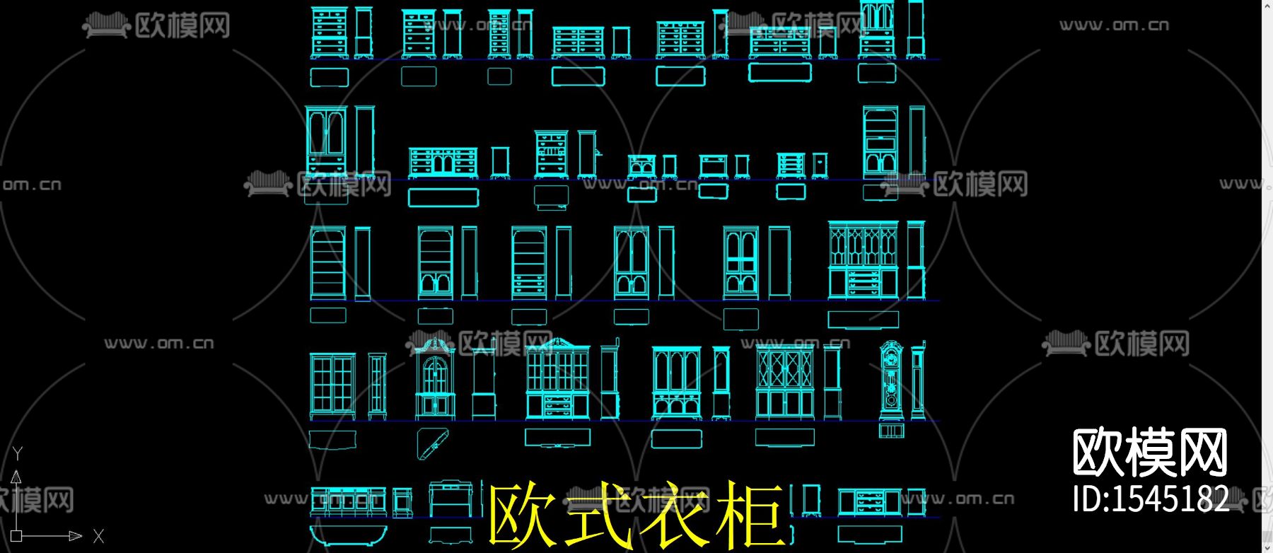 欧式衣柜cad图库下载