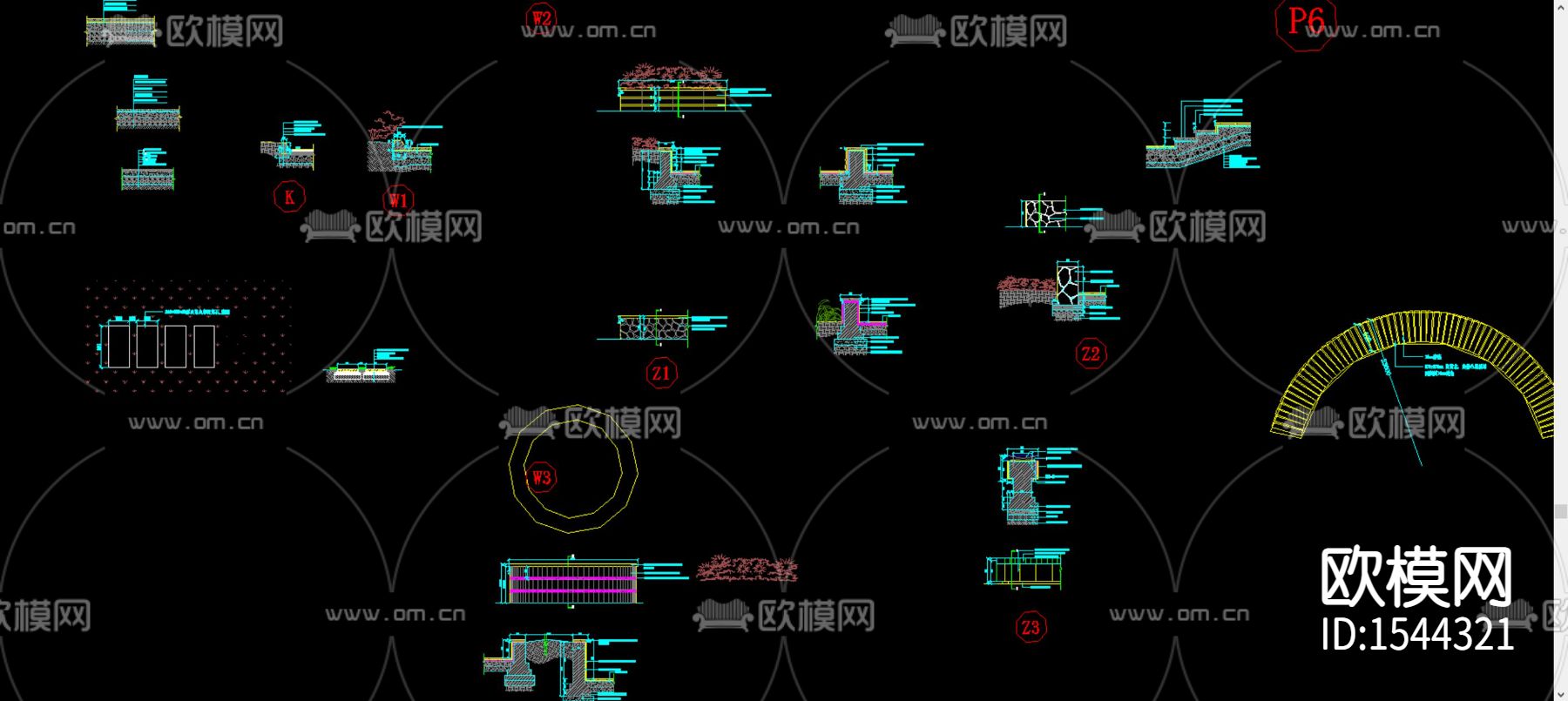 公园广场小品cad图库下载（渲染图2）
