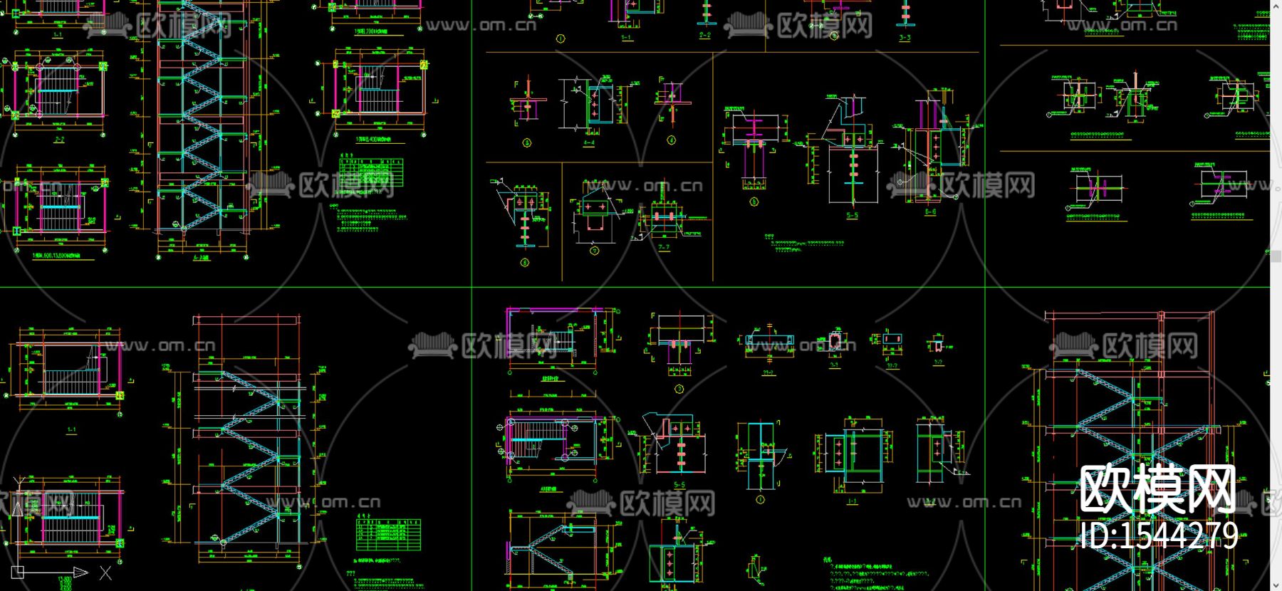 钢楼梯cad节点下载（渲染图1）