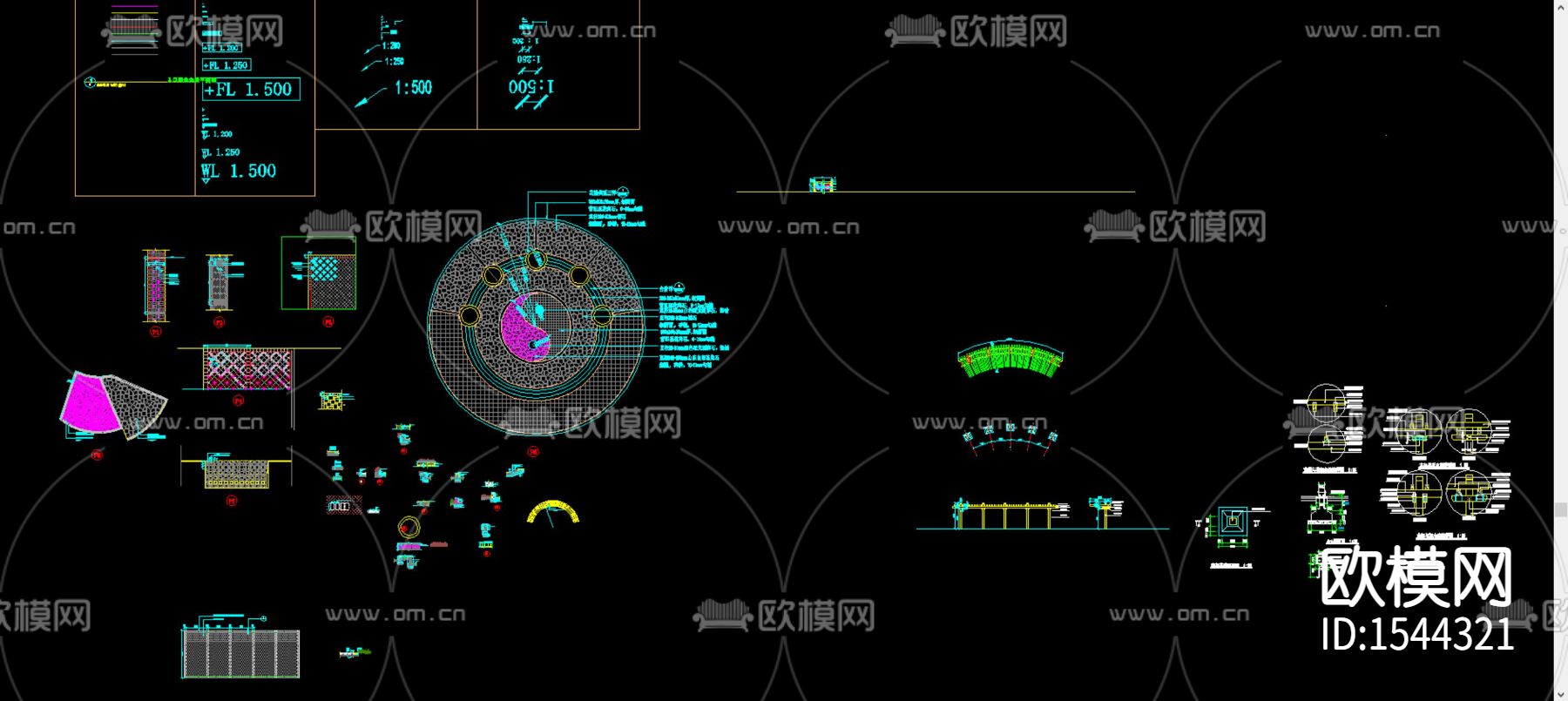 公园广场小品cad图库下载（渲染图3）