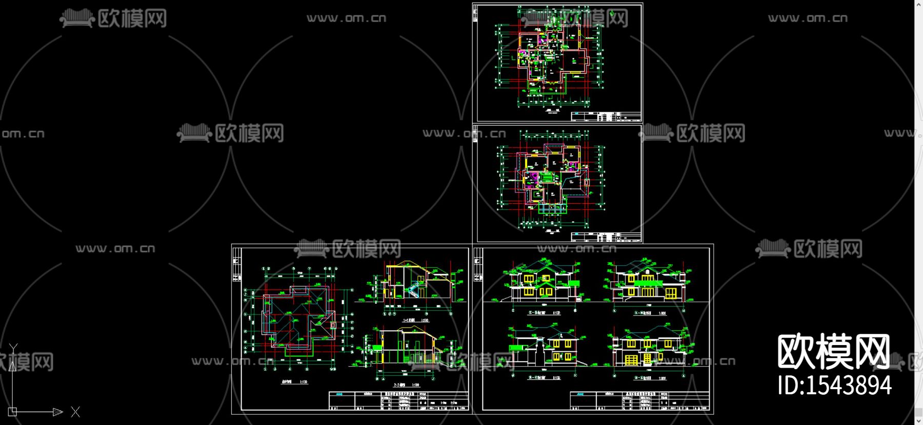 别墅建筑cad施工图下载（渲染图2）