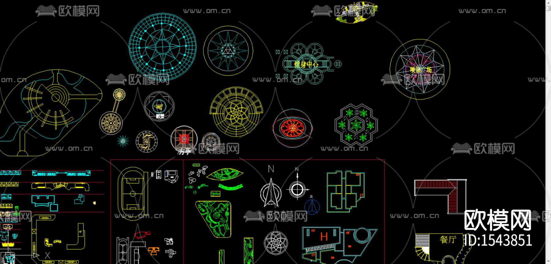 景观小品小样cad图库下载（渲染图2）