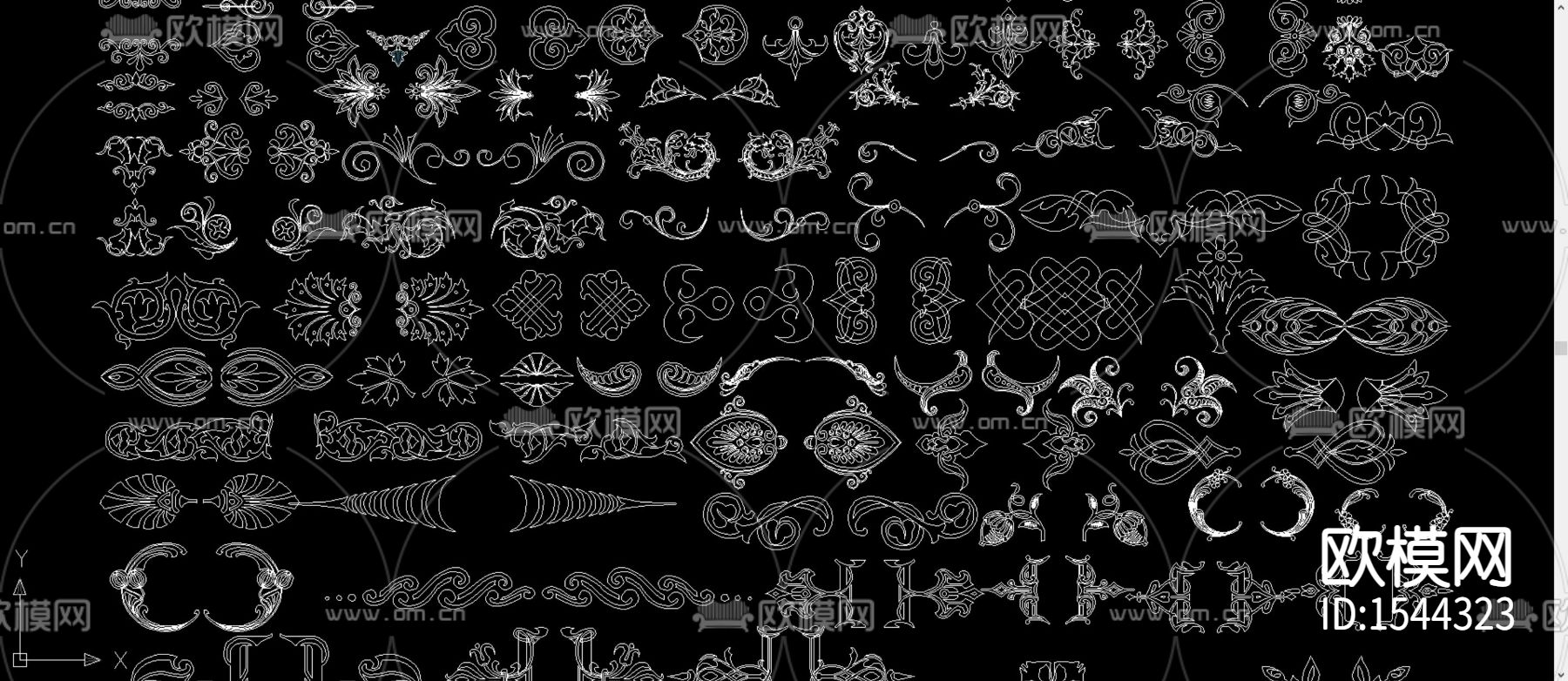 古典花纹火焰纹铁艺花纹cad图库下载（渲染图4）