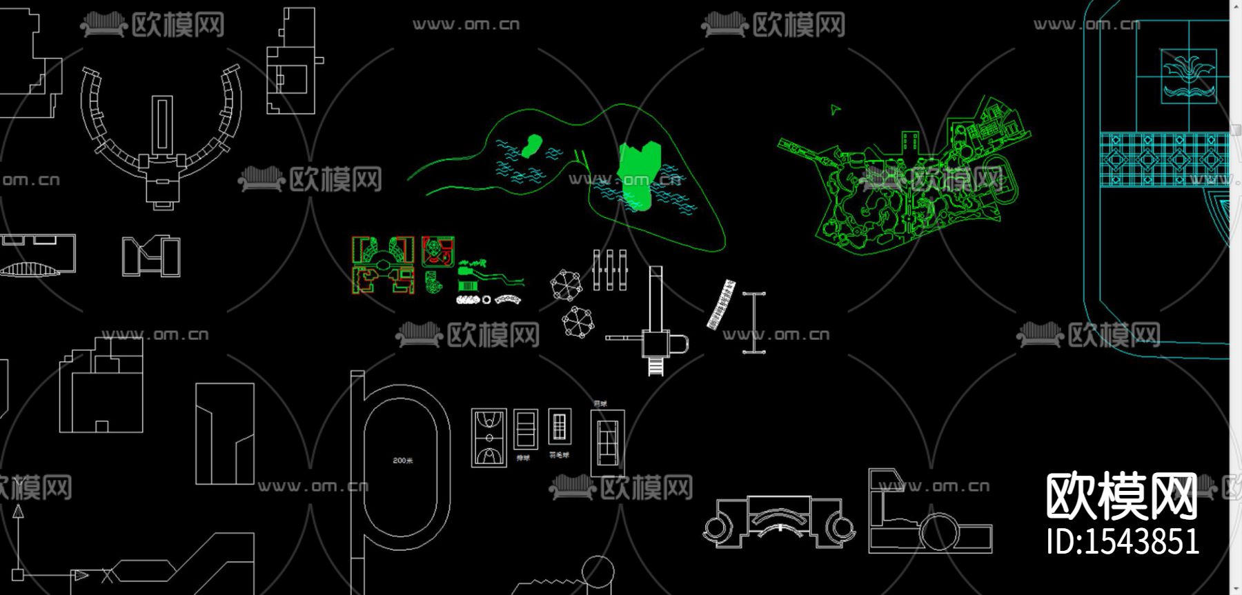 景观小品小样cad图库下载（渲染图5）