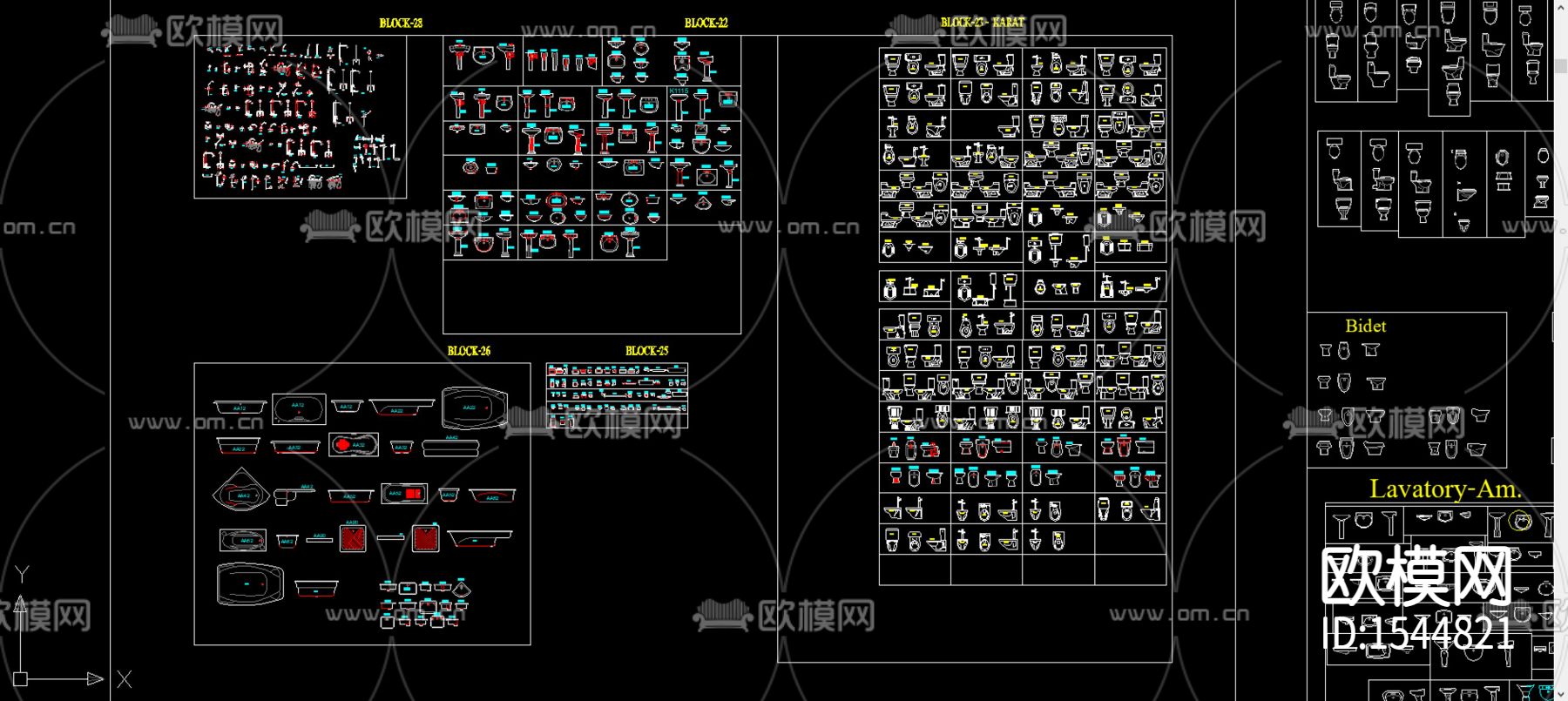 卫生间设备cad图库下载（渲染图3）