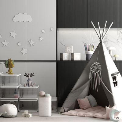  现代儿童装饰柜su模型 