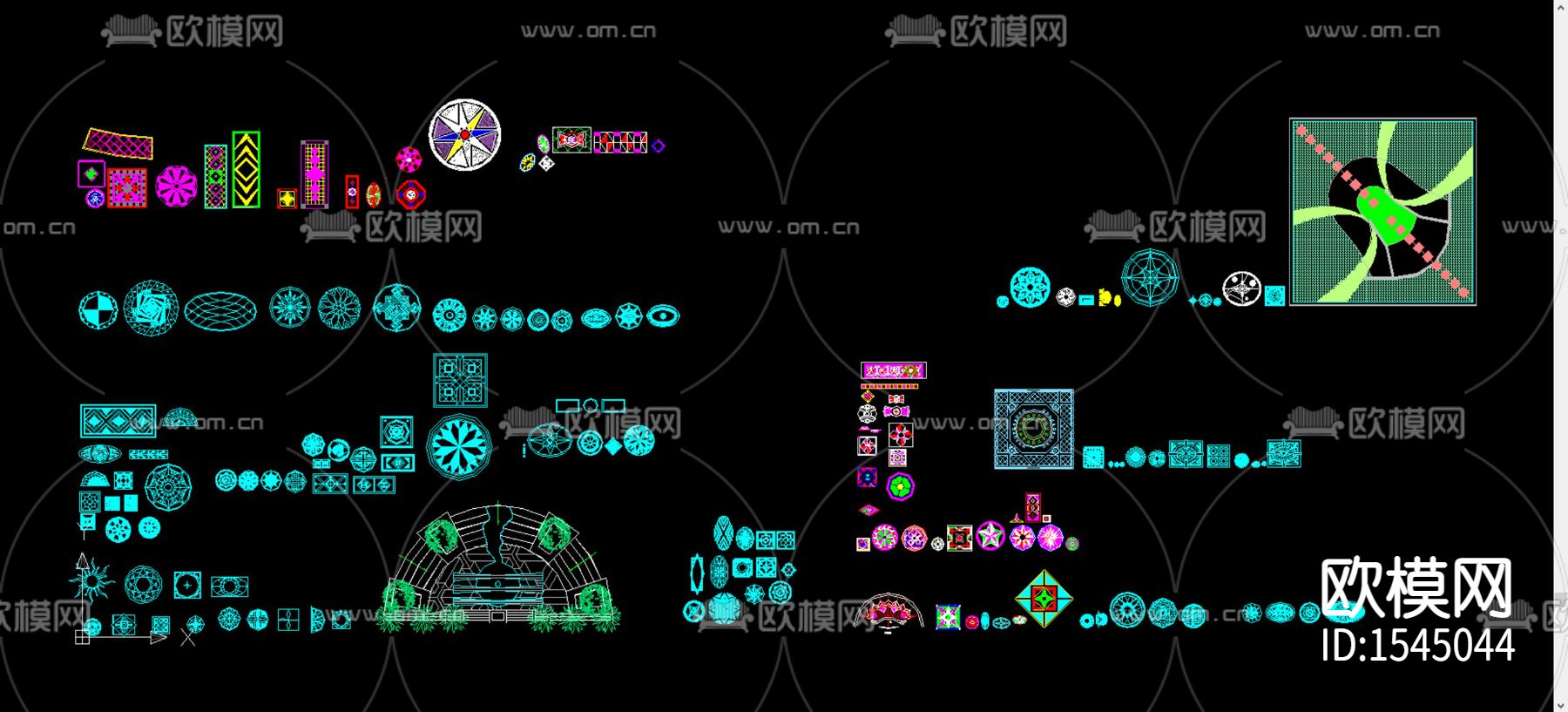 景观艺术地面拼花cad图库下载（渲染图4）
