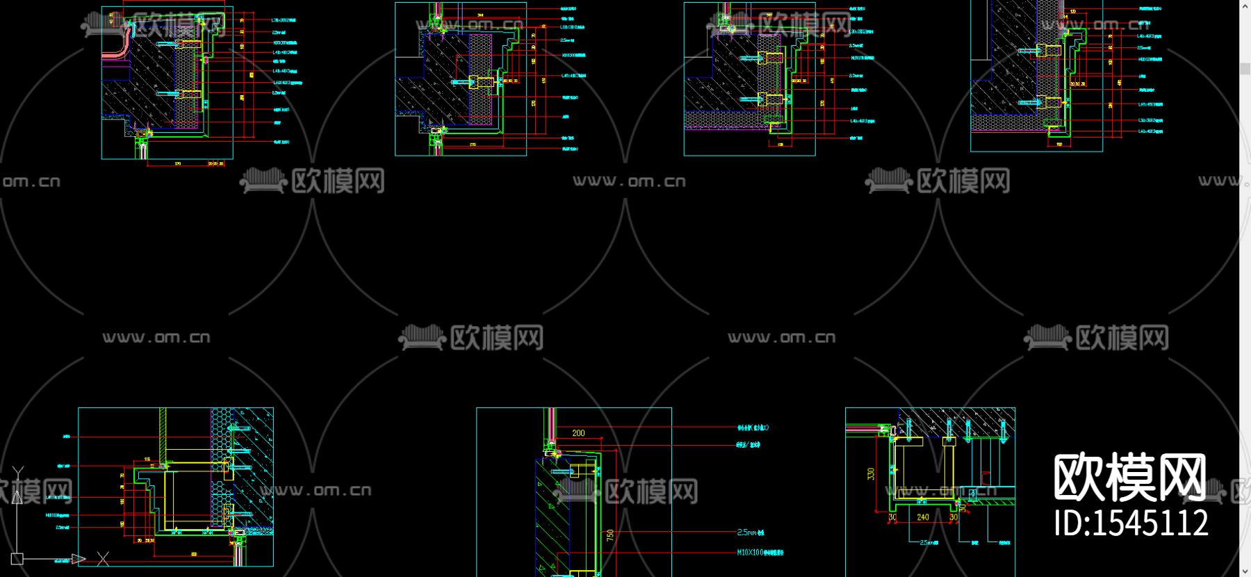 铝单板幕墙cad节点图库下载（渲染图2）