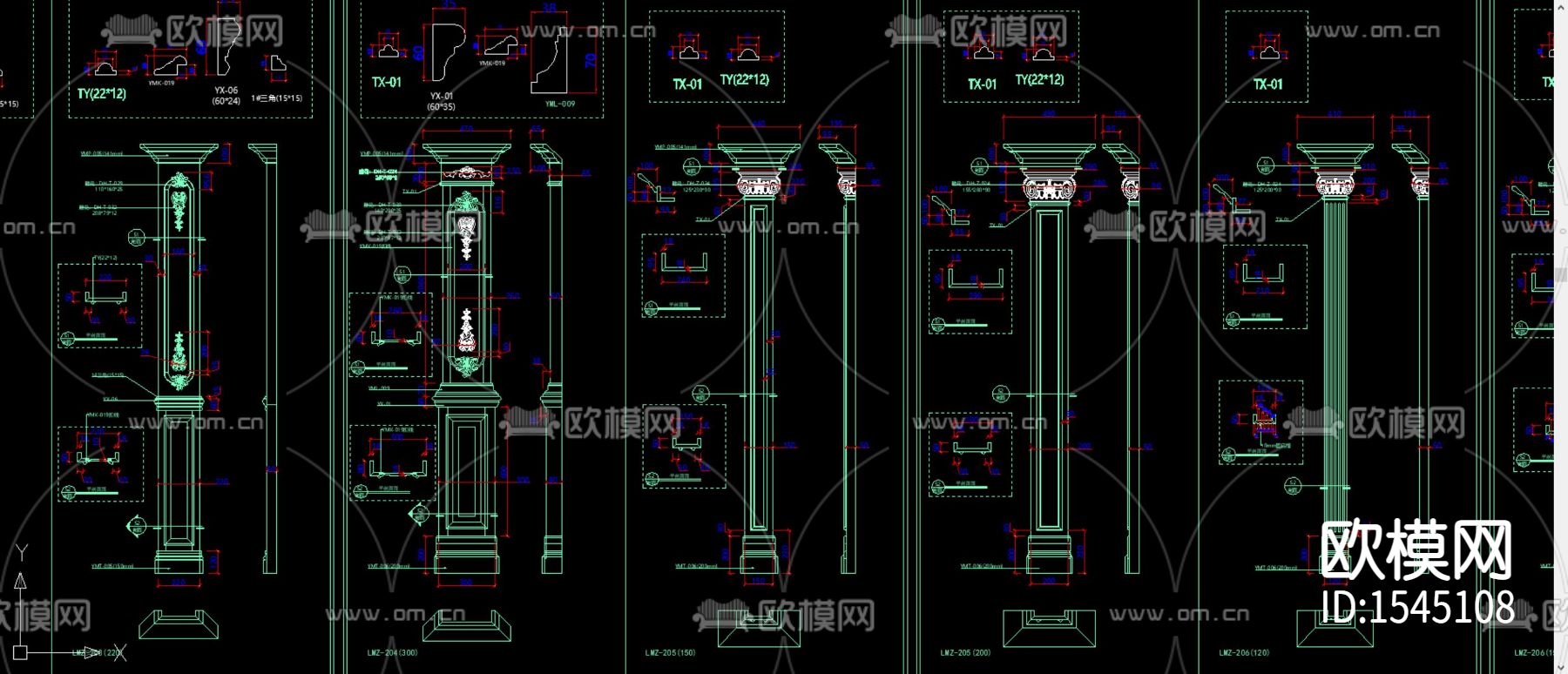 罗马柱cad节点图下载（渲染图2）