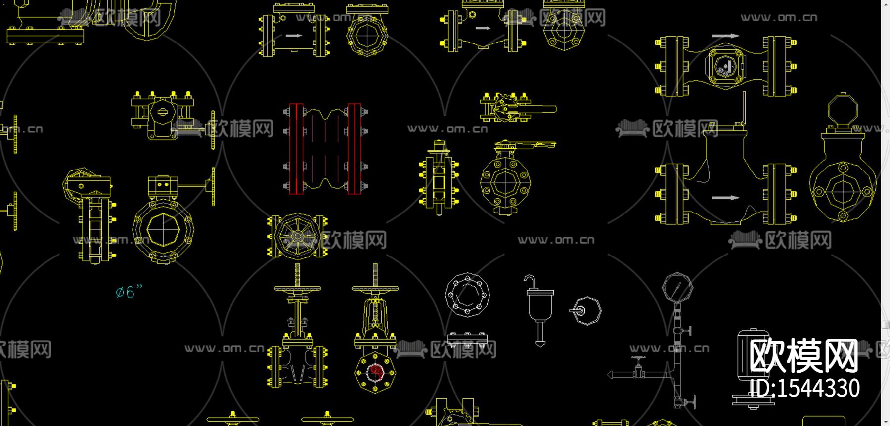 管道配件cad图库下载（渲染图2）