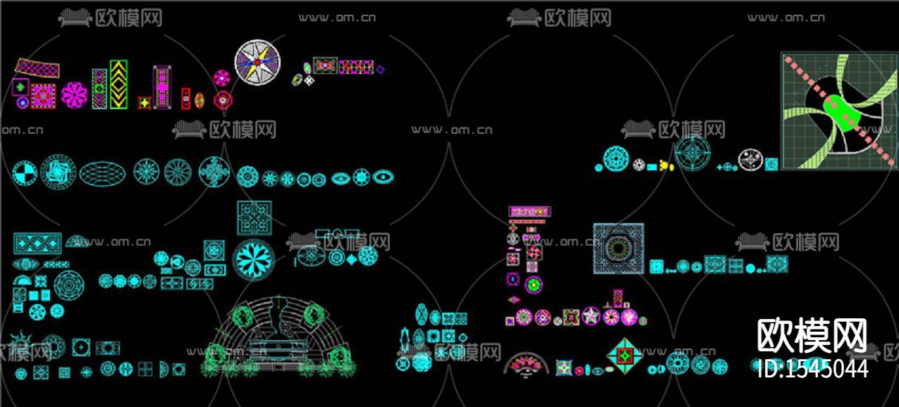 景观艺术地面拼花cad图库下载（渲染图3）
