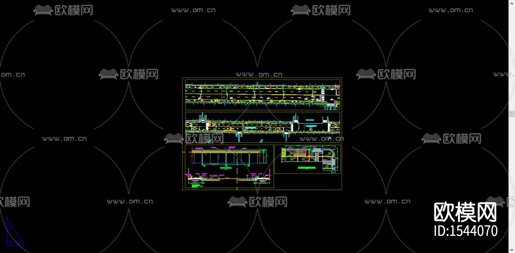道路规划和街道规划景观cad施工图下载（渲染图5）