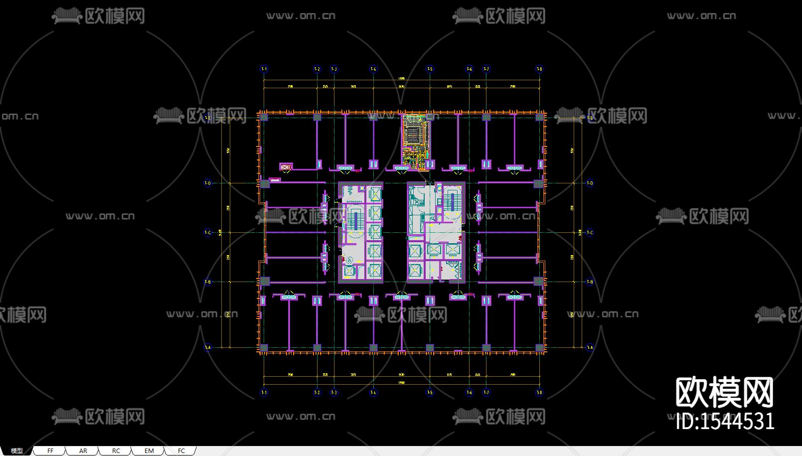 杭州龙湖滨江天街假日酒店cad施工图