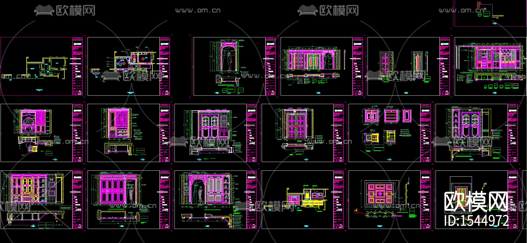 定制家居橱柜cad图库下载