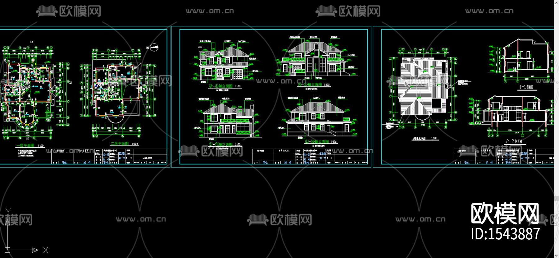 别墅建筑cad施工图下载（渲染图2）