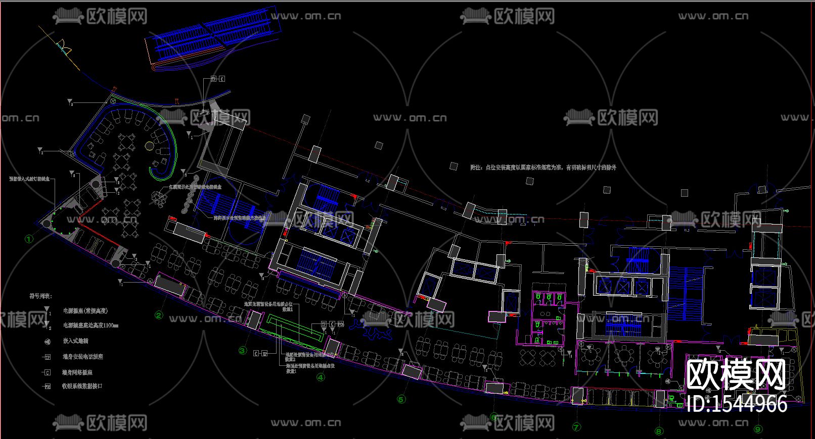 餐厅cad施工图下载（渲染图1）