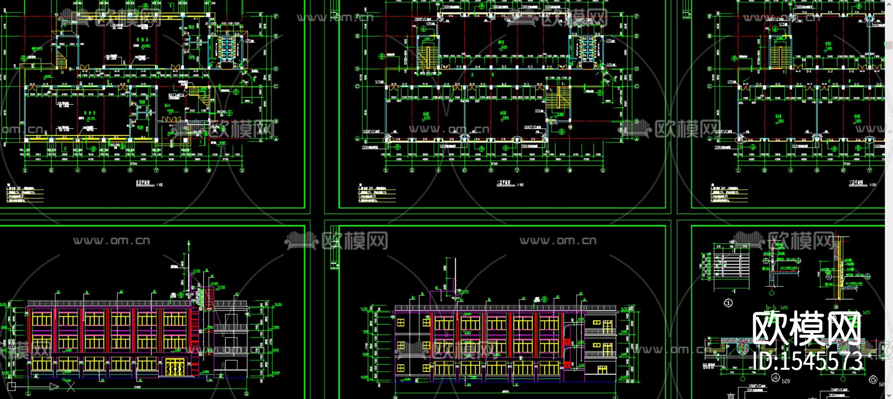 学校科技楼艺术楼cad施工图下载（渲染图2）