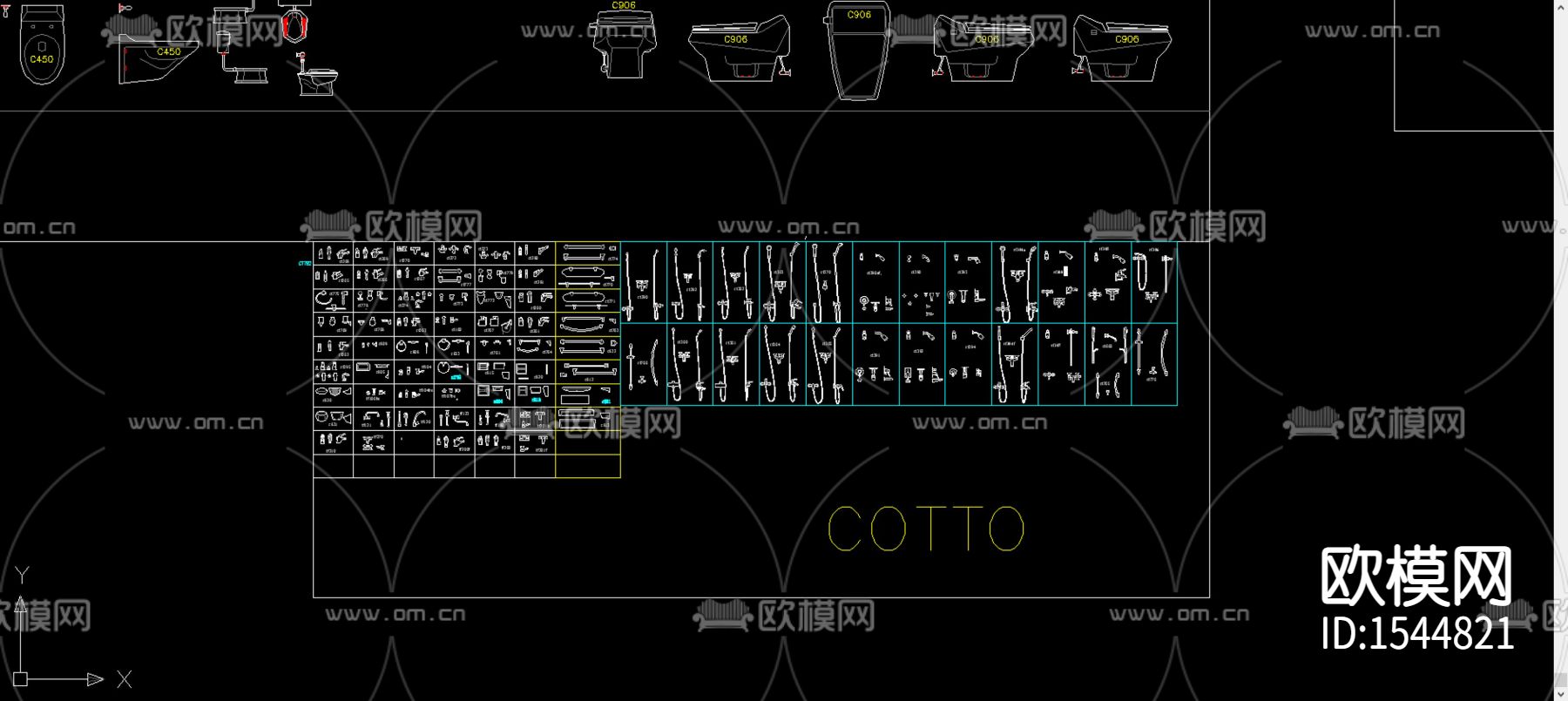卫生间设备cad图库下载（渲染图2）