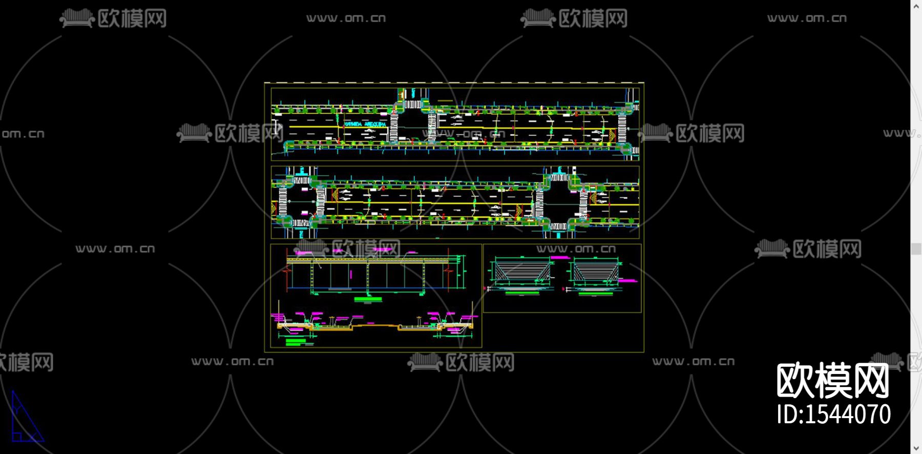 道路规划和街道规划景观cad施工图下载（渲染图3）
