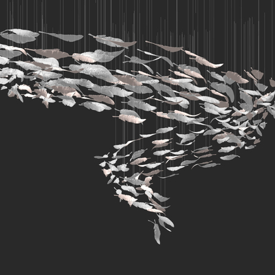  现代羽毛水晶树叶装饰吊灯su模型 