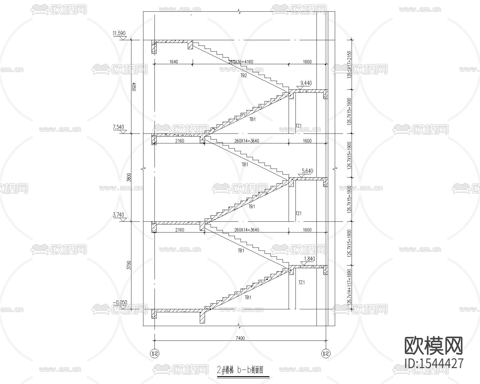 楼梯cad节点图下载（渲染图2）