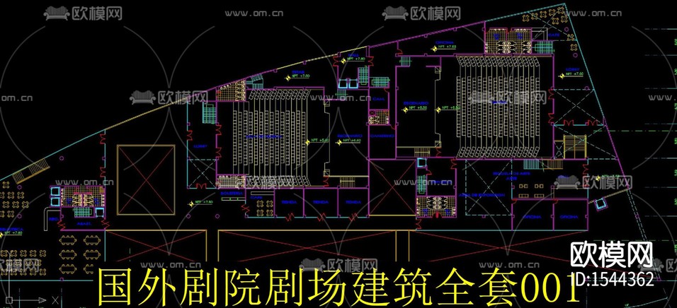 國外劇院劇場cad施工圖下載(渲染圖2)