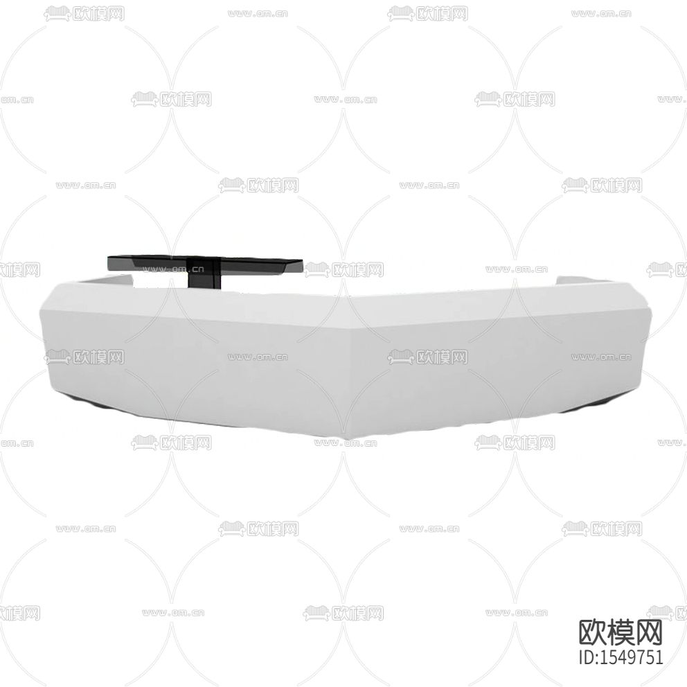 现代极简几何异形白色实木接待台