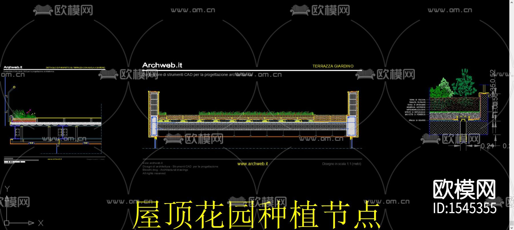 屋顶花园种植cad节点下载