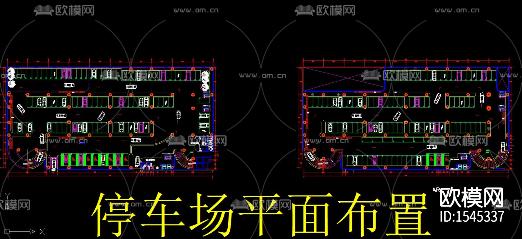 停车场平面布置cad图库