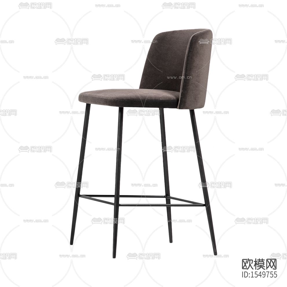 现代简约灰色布艺金属吧椅