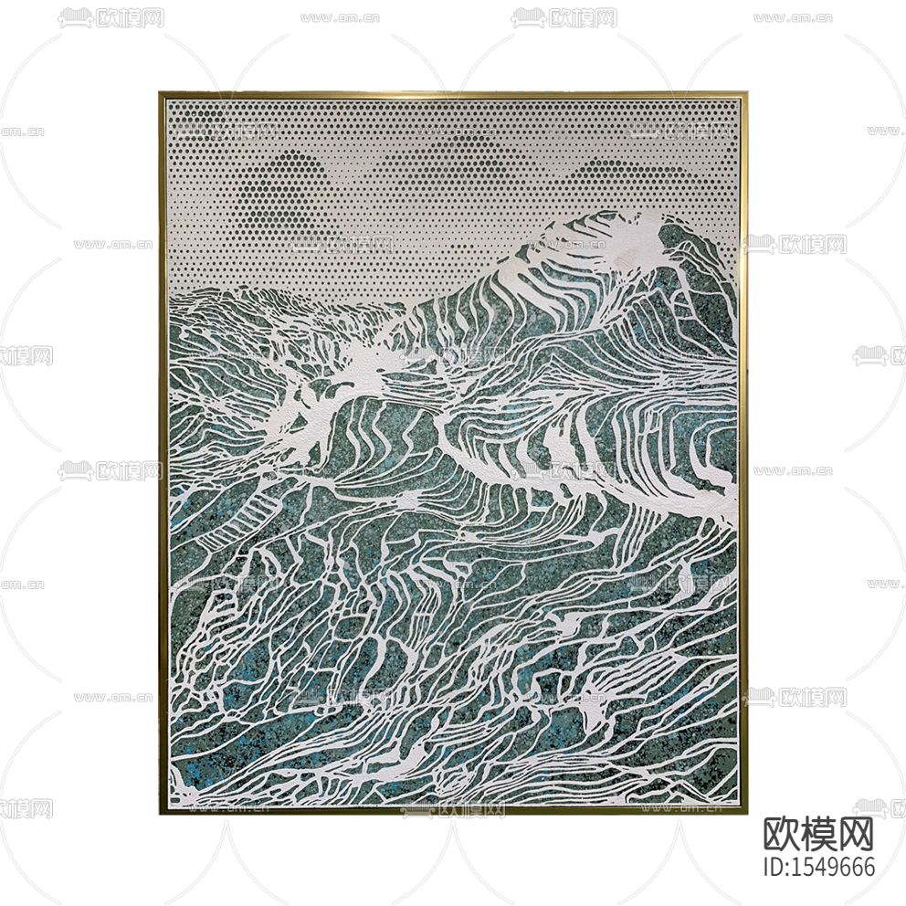 新中式创意抽象大理石纹理假山装饰画下载