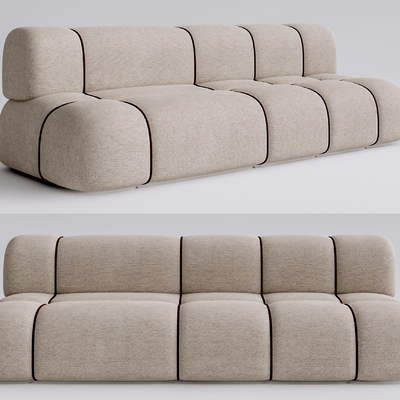 现代布艺多人沙发su模型