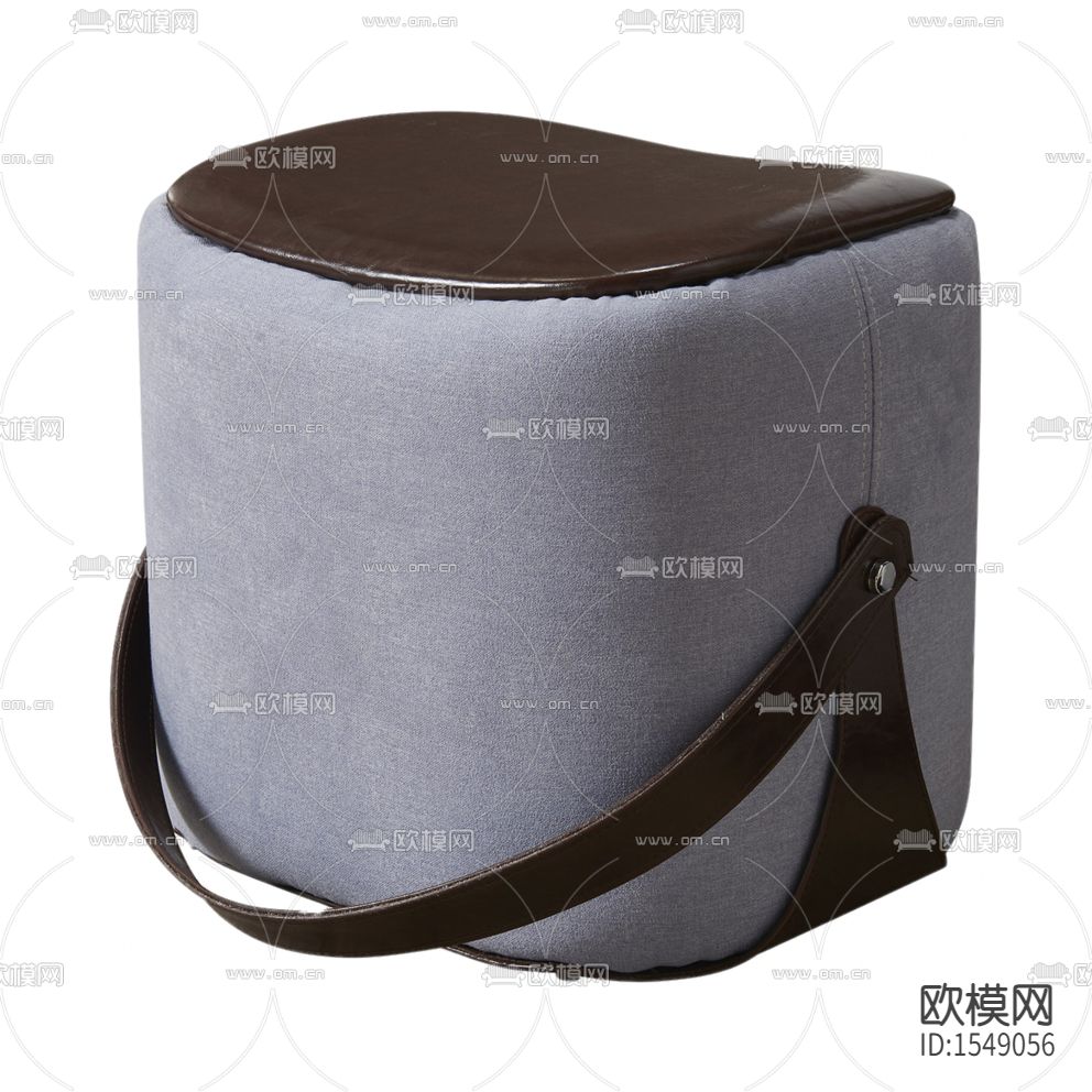 现代轻奢灰色布艺皮革沙发凳下载