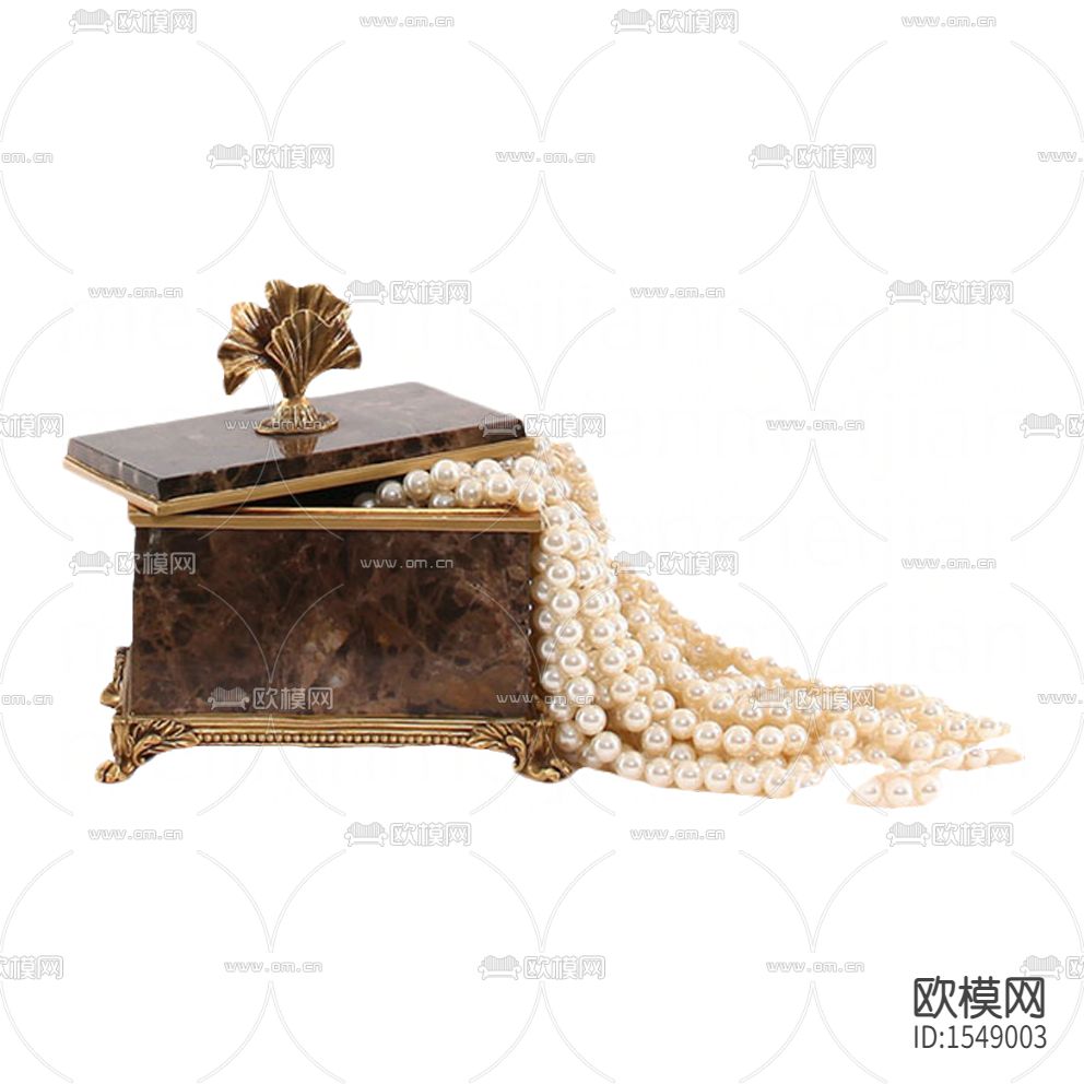 欧式古典大理石镶铜首饰收纳盒