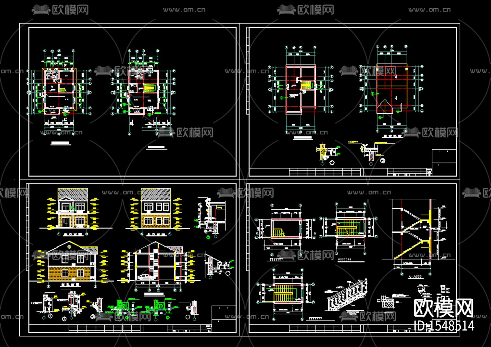 住宅建筑cad图库下载（渲染图1）