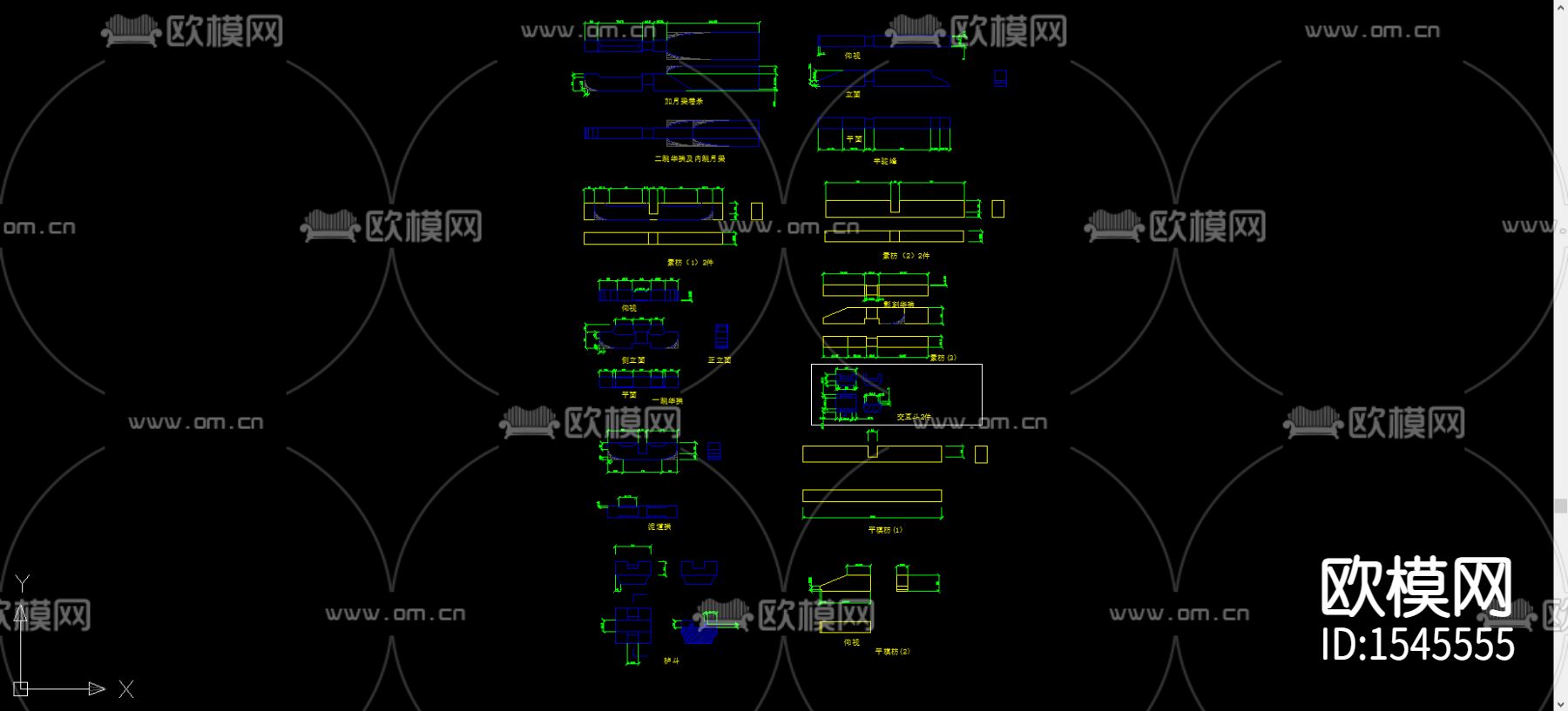 中式建筑构件cad图库下载（渲染图2）