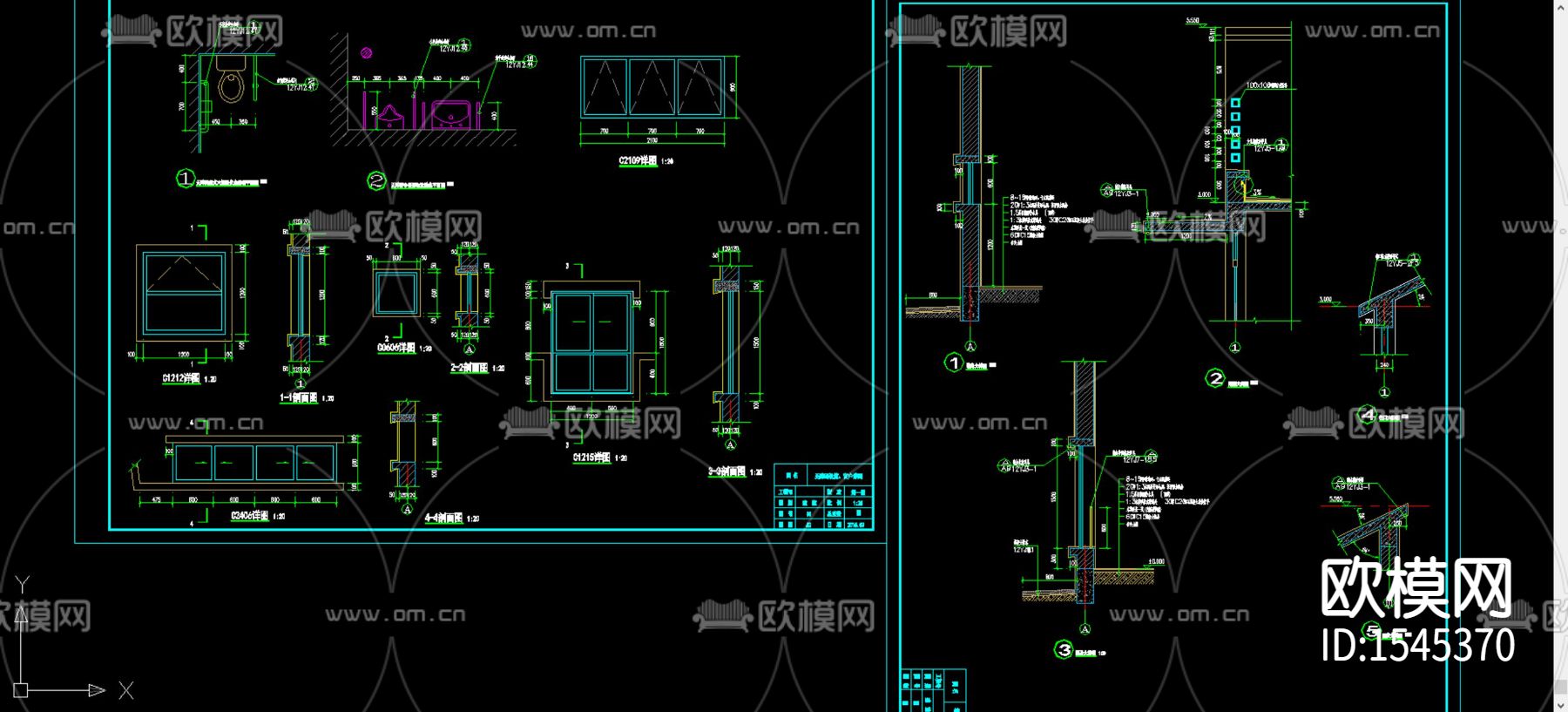现代坡屋顶公厕cad施工图下载（渲染图3）
