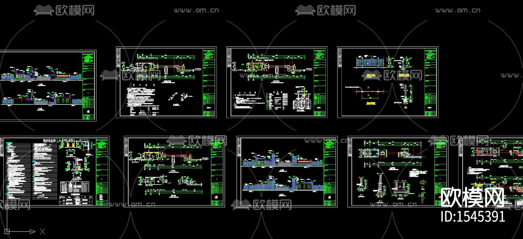 学校大门入口框架建筑结构cad施工图下载（渲染图2）