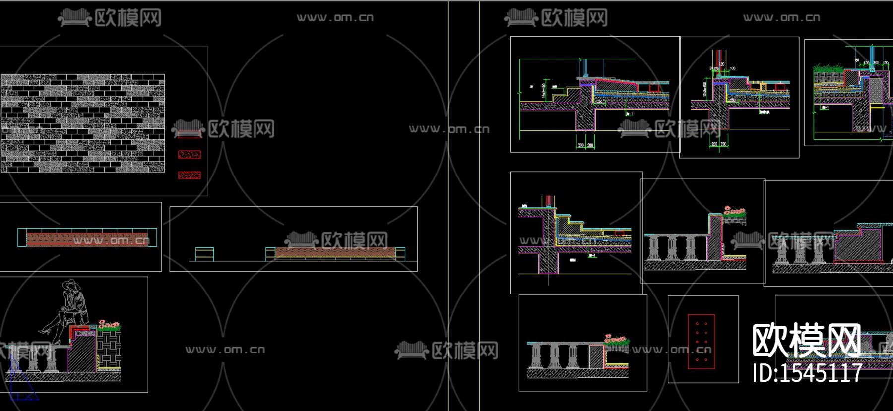 绿墙广告版万能支撑器cad大样下载（渲染图1）