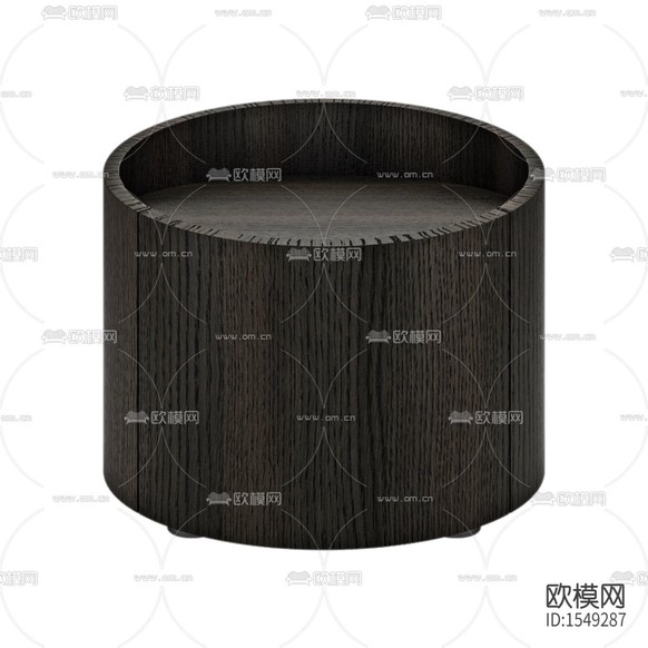 现代简约灰色实木圆形床头柜下载