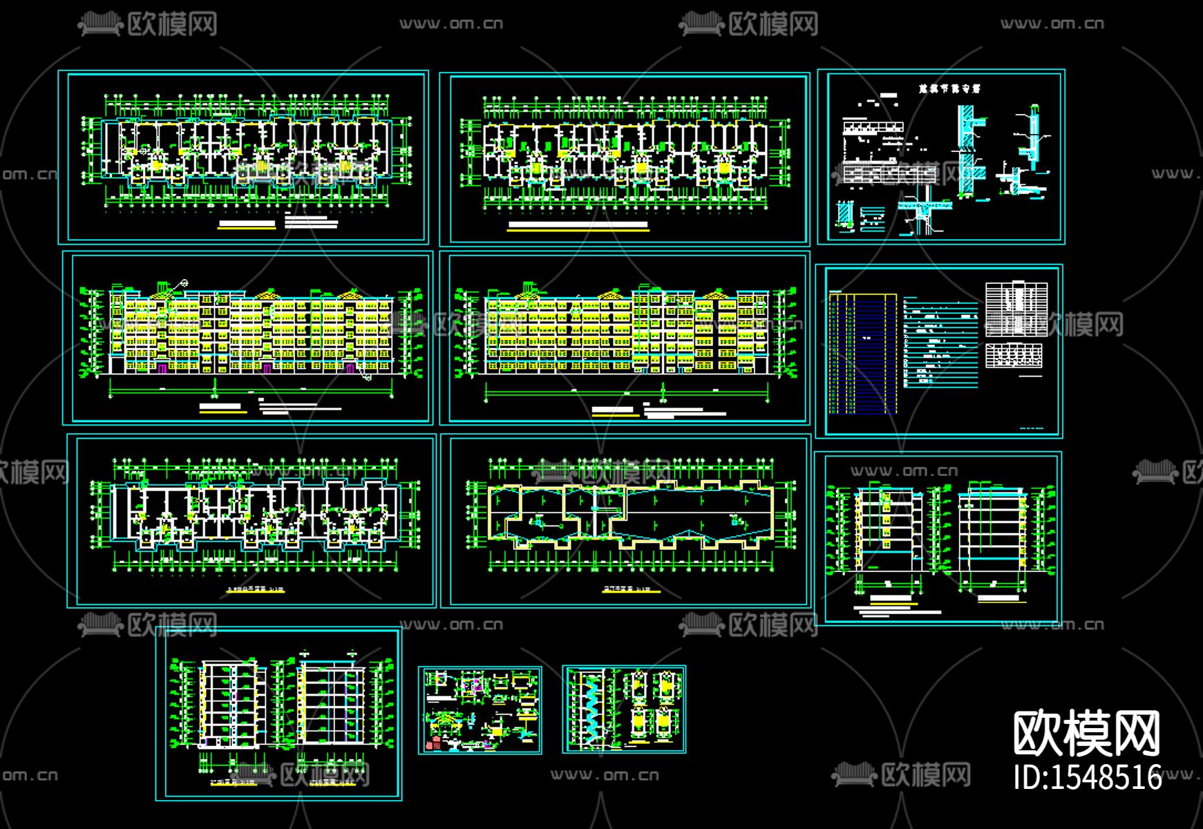 住宅建筑cad图库下载（渲染图1）