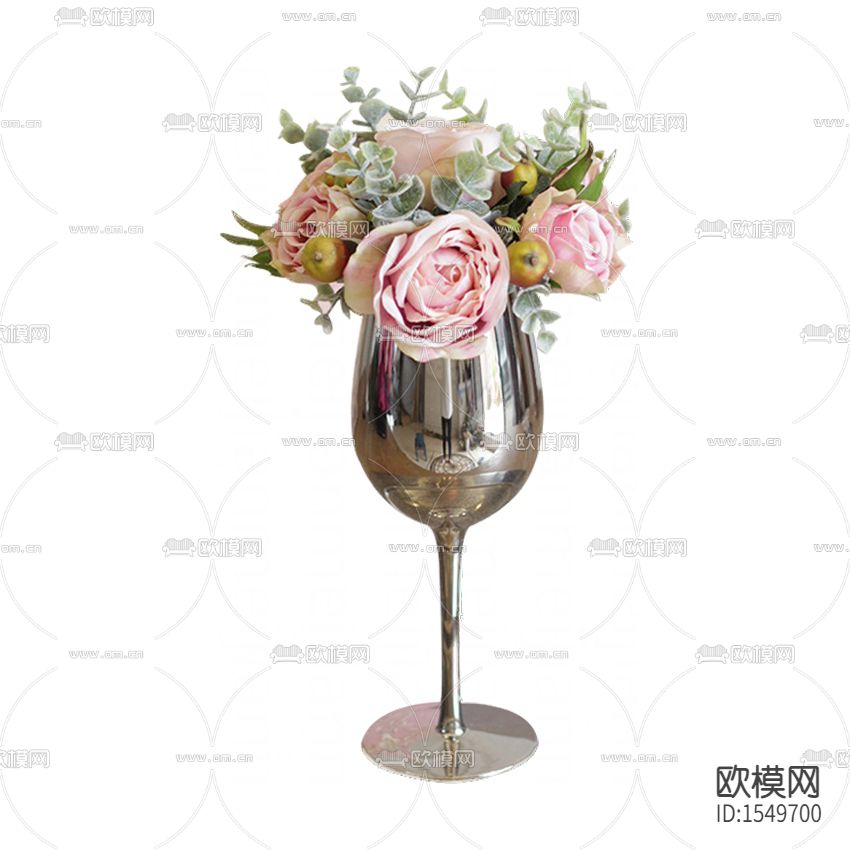 简欧创意不锈钢花盆摆放花艺